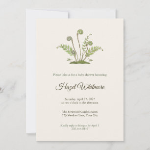 Invitación de Baby Shower de primavera con helecho