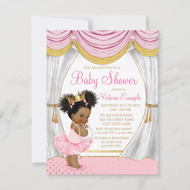 Invitación de Baby Shower de Princesa Étnica de Or (Anverso)