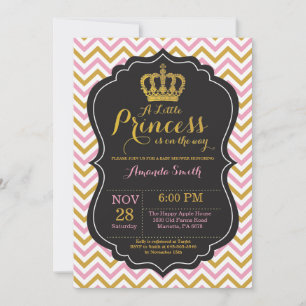 Invitación de Baby Shower de Princesa Rosa y Dorad