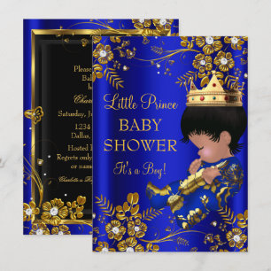 Invitación de Baby Shower de Príncipe Niño Azul Or
