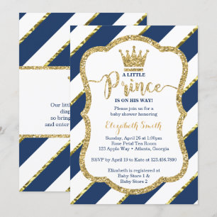 Invitación de Baby Shower de Principito, Purpurina