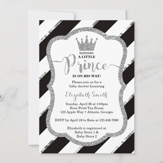 Invitación de Baby Shower de Principito, Purpurina (Anverso)