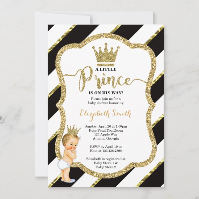 Invitación de Baby Shower de Principito, Purpurina (Anverso)