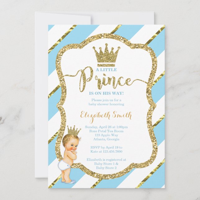 Invitación de Baby Shower de Principito, Purpurina (Anverso)