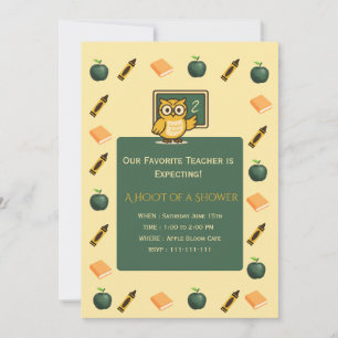 Invitación de Baby Shower de Profesora Búho