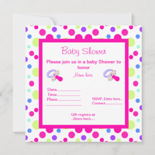 INVITACIÓN DE BABY SHOWER DE PUNTO DE POLKA DE COL