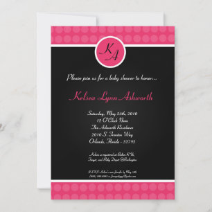 Invitación de Baby Shower de punto de polka rosa c