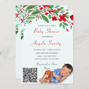 Invitación de Baby Shower de QR Code Info durmiend