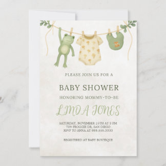 Invitación de Baby Shower de Rana
