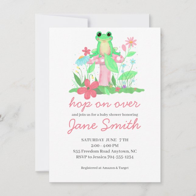 Invitación de Baby Shower de Rana Divertida para N (Anverso)