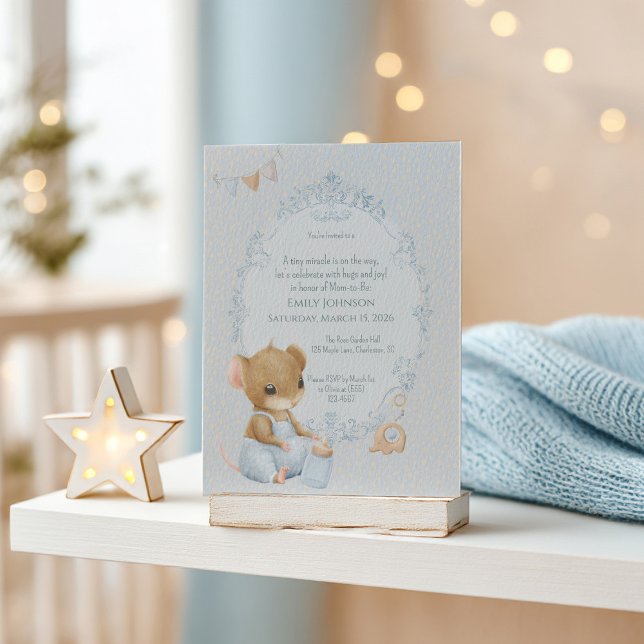 Invitación de Baby Shower de Ratón Pequeño Dulce (Subido por el creador)
