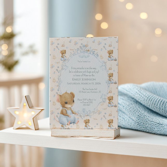 Invitación de Baby Shower de Ratón Pequeño Dulce (Subido por el creador)