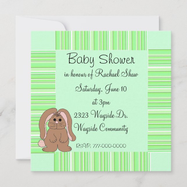 Invitación de Baby Shower de Raya Verde (Anverso)