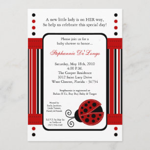 Invitación de Baby Shower de Red LadyBug de Mod Mo