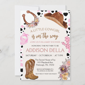 Invitación de Baby Shower de Rodeo Rosa Occidental