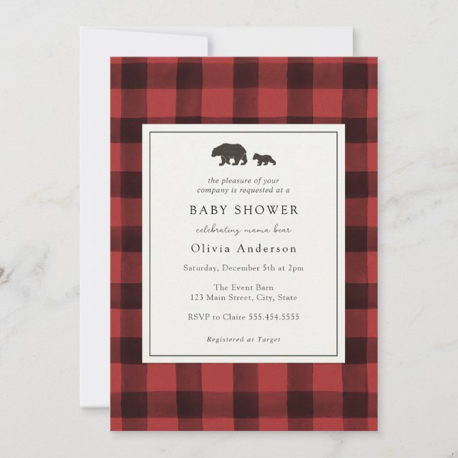 Invitación de Baby Shower de rojizo rojo (Anverso)