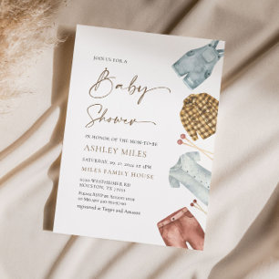 Invitación de Baby Shower de ropa acuática de niño