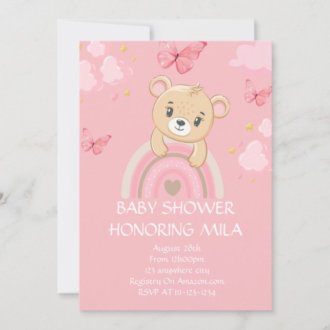INVITACIÓN DE BABY SHOWER DE ROPA DE OSO TEDDY (Anverso)