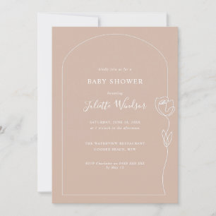 Invitación de Baby Shower de Rosa Dibujada a Mano