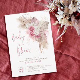 Invitación de Baby Shower de rosas florales rosada