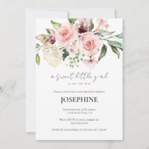 Invitación de Baby Shower de rosas rosadas