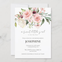 Invitación de Baby Shower de rosas rosadas