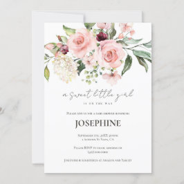 Invitación de Baby Shower de rosas rosadas
