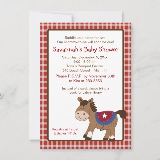 Invitación de Baby Shower de Round Em Up Western H (Anverso)