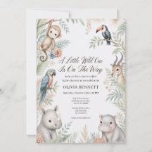Invitación de baby shower de safari de la jungla c