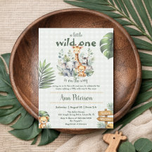 Invitación de baby shower de safari en acuarela