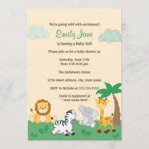 Invitación de baby shower de safari en la jungla n