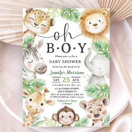 Invitación de Baby Shower de Safari Jungla Niño Oh
