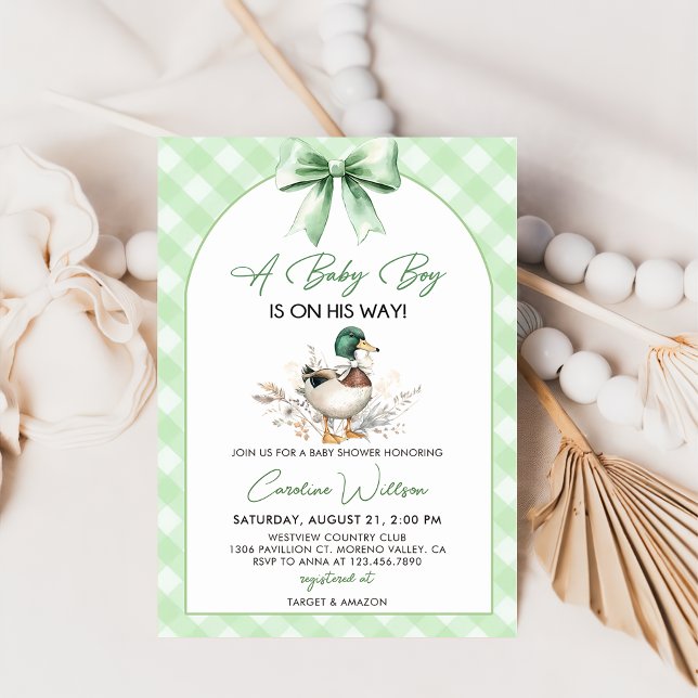 Invitación de Baby Shower de Sage Green Mallard Du (Subido por el creador)