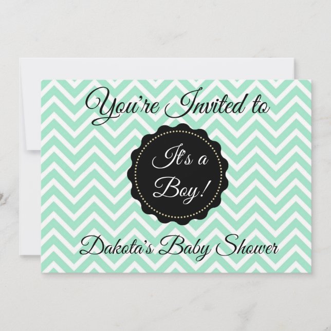 Invitación de Baby Shower de Sage Green y Black Bo (Anverso)