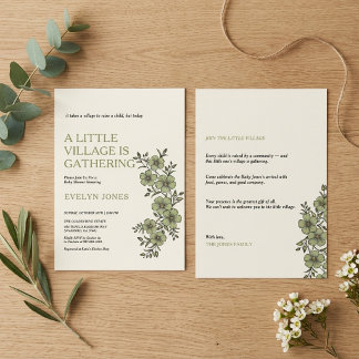 Invitación de baby shower de Sage Little Village -