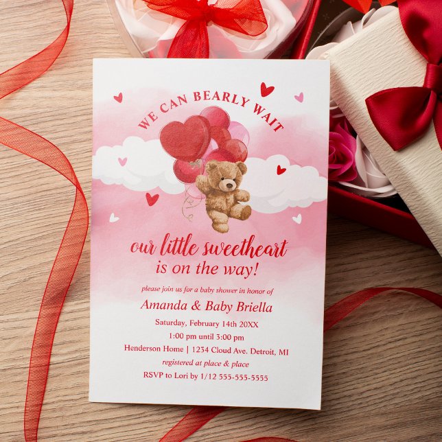 Invitación de Baby Shower de San Valentín Bearly W (Subido por el creador)