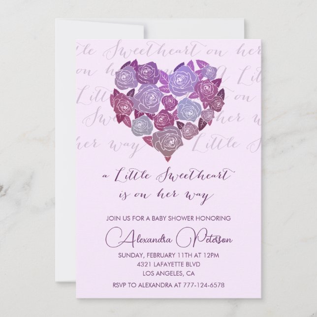 Invitación de baby shower de San Valentín Romántic (Anverso)