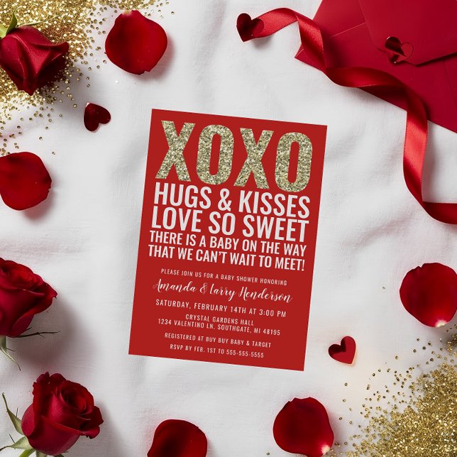 Invitación de Baby Shower de San Valentín XOXO (Valentine Baby Shower Invitation)