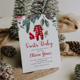 Invitación de Baby Shower de Santa Bebé Navidad