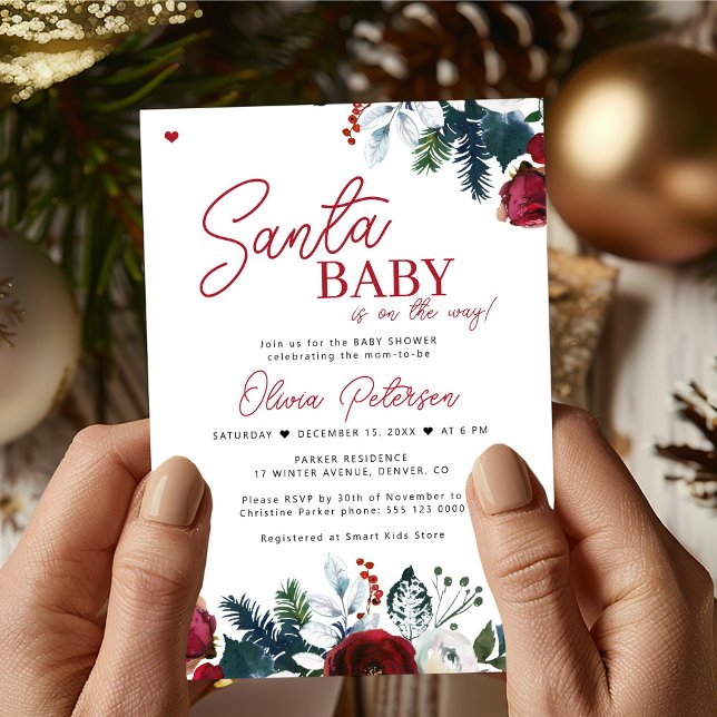 invitación de baby shower de Santa roja de Navidad (Subido por el creador)