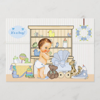Invitación de Baby Shower de Shabby Chic Baby Boy