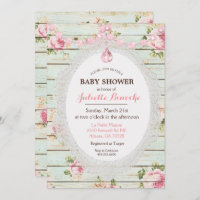 Invitación de Baby Shower de Shabby Chic Floral Wo