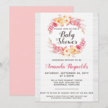 Invitación de Baby Shower de Shabby Chic Rustic Fl