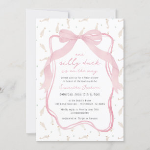 Invitación de Baby Shower de Silly Duck Blue Bow B