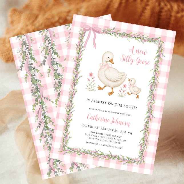 Invitación de Baby Shower de Silly Goose Pink Ging (Subido por el creador)