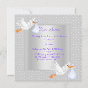 INVITACIÓN DE BABY SHOWER DE SILVER SPOT STORK