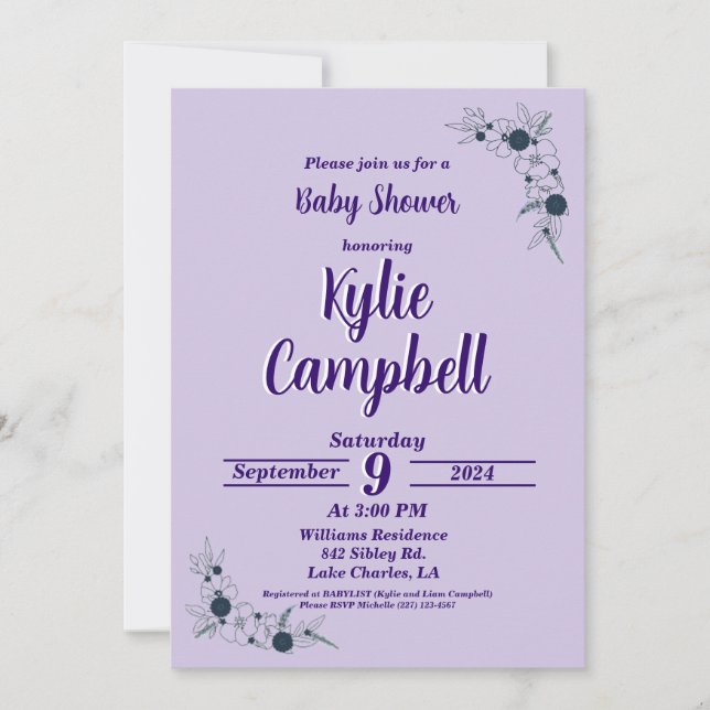 Invitación de Baby Shower de Simple Line Art Boho (Anverso)