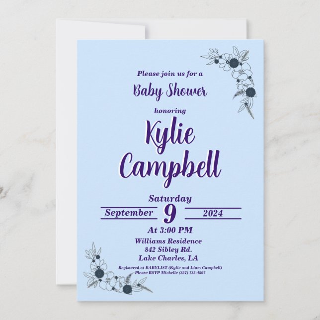 Invitación de Baby Shower de Simple Line Art Boho (Anverso)