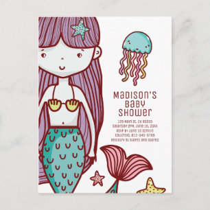 Invitación de Baby Shower de Sirena y Medusa Adora