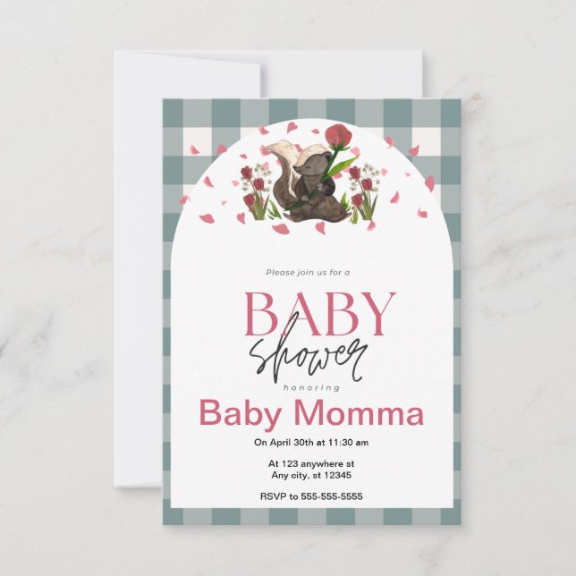 Invitación de Baby Shower de Skunk (Anverso)